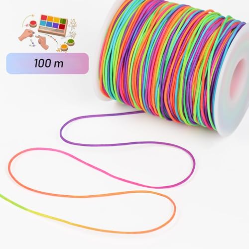 1 mm Elastic Thread, 100 m Elastic Cord Elastic Band for Bracelets, Necklaces, Jewellery Making, Beads, Knots, Binding, Packaging and Crafts (Colourful)