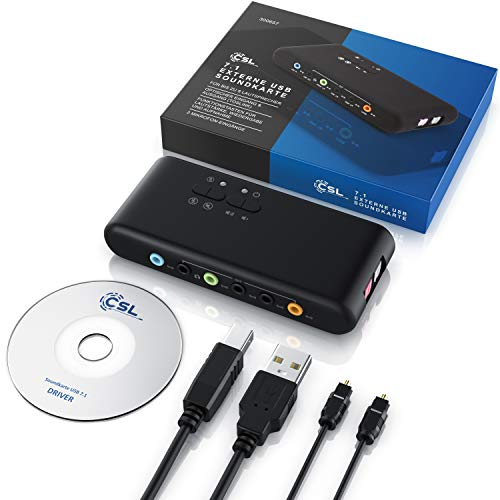 CSL-Tarjeta-de-Sonido-USB-71-Externa-8-Canales-Canal-71-USB-Soundbox-Dynamic-3D-Surround-Sound-para-hasta-8-Altavoces-grabacion-reproduccion-simultanea-para-Audio-analogicos-y-Digitales