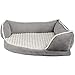 Paws & Pals Dog Bed for Pets & Cats – Triangle Corner Lounger with Self Warming Cozy Inner Cushion for Home Crate & Travel – Corduroy, Graythumb 2