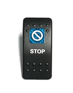 Euro Rocker Switch Cover with Text, Black with Blue Lens. Contura II, Fits Carling, Cole Hersee, Blue seas