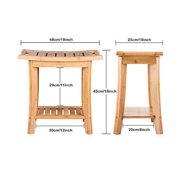 Unibambou Bamboo Shower Bench with Storage Shelf, Wooden Spa Bath Deluxe Organizer Shower Stool for Inside Shower Waterproof, Bathroom Bench Seat for Adults Elderly Seniors for Indoor or Outdoor Use - Image 7