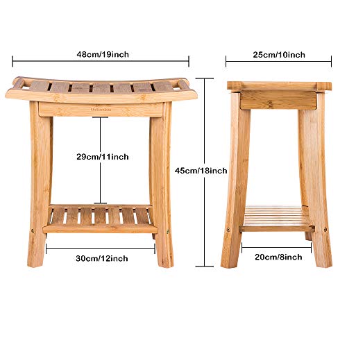 Unibambou Bamboo Shower Bench with Storage Shelf, Wooden Spa Bath Deluxe Organizer Shower Stool for Inside Shower Waterproof, Bathroom Bench Seat for Adults Elderly Seniors for Indoor or Outdoor Use - Image 7