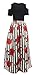 Ladies Black Short Sleeve Tops Skirt Set Floral Stripe Full Long Maxi Skirts M