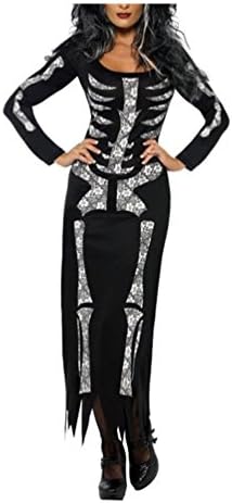 Lada Vida Halloween Customs For Women Skeleton Print Sexy Full Sleeve Long Party L-Size