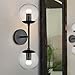 Light Society LS-W268-BK-CL Zeno Black and Clear Glass 2-Light Globe Wall Sconce, Mid Century Modern Retro Vintage Style