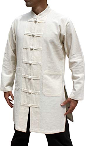 RaanPahMuang Kung Fu Tai Chi Mandarin Renaissance Costume Cotton Jacket Shirt, Small, Muang Cotton - Cream