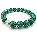 KONOV Natural Energy Stone Beads Gemstone Malachite Mens Womens Bracelet, 12mm Buddha Mala, Green