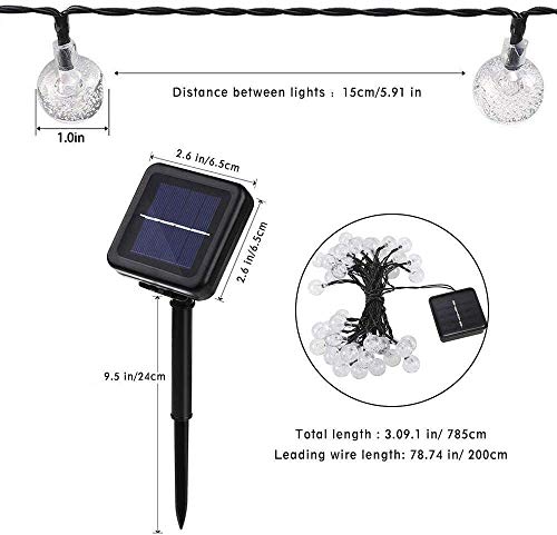 Solar Lichterkette Aussen, 30Leds Kristall Kugeln Außenlichterkette Warmweiß, Wasserdicht IP65 8Modi Außen Deko für Garten Balkon Terrasse Party