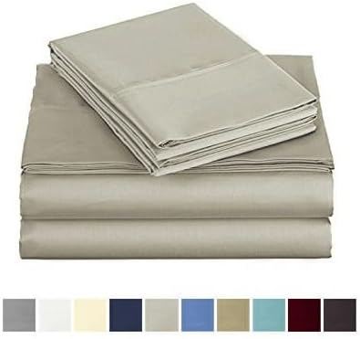 Audley Home 500 Thread Count sheet set (1 Flat Sheet 1 Fitted sheet &amp; 2 Pillowcases) 100% Long Staple Cotton Bed Sheet Set with Z Hem Stitch &amp; Non shrinkable Material Luxurious Hotel Collection, 4 Pi