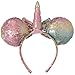 Minnie Mouse Girls Sequins Bow and Ear Headband - Rainbow Sequin Bow with Unicorn Horn and Ear
