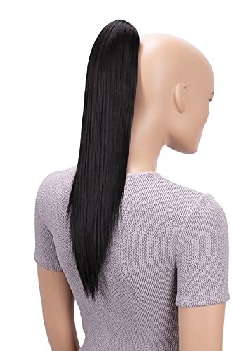 CAISHA 20" Hairpiece Ponytail Clip On Extensions With Butterfly Claw Straight Black Brown H147 — image 1