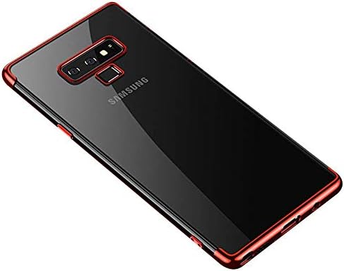 wantflyer Crystal Clear Samsung Galaxy Note 9 Case,Slim Fit Ultra Thin Soft TPU Protective Phone Cover with Electroplated Frame Compatible with Samsung Galaxy Note 9_Red