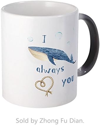 Color Changing Mugs,I Always Love You Mug,Nice Gift For Wife,Husband And Lovers,Ceramic Coffee Mugs 11.5oz By Zhong Fu Dian,Black