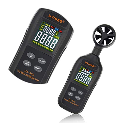 Handheld Digital Anemometer Wind Speed Meter for Measuring Wind Speed, Temperature with Back Light and Max/Min for Windsurfing Kite Flying Sailing Surfing Fishing