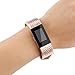 Vancle Fitbit Charge 2 Band,Luxury Genuine Leather Replacement Strap for Fit bit Charge 2(No Tracker) (Pink Gold)