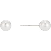 Sylph S999 Sterling Silver, White Pearl Earrings Round Stud Earring for Women, Hypoallergenic Earrings For Wedding Brides Jewelry Gift