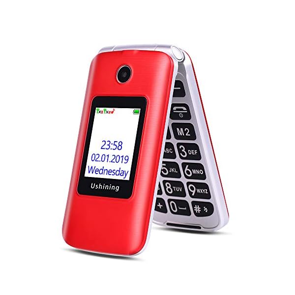 3G-Big-Button-Basic-Mobile-Phones-for-Elderly-Dual-Sim-Free-Flip-up-Mobile-Phone-Unlocked-with-DockPay-As-You-Go-Mobile-Phone-Easy-to-Use-for-Senior-Red ukuu 3G Big Button Basic Mobile Phones for Elderly, Dual Sim Free Flip up Mobile Phone Unlocked with Dock,Pay As You Go…