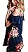 YILE SHU Women Casual Floral Print Cold Shoulder Short Sleeve Crisscross Front V Neck T Shirt Blouses ((US 16) XL, Blue)