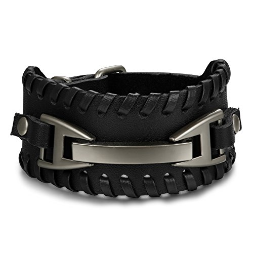Jstyle Leather Bracelets for Men Bangle Bracelet Cuff Leather Band Wrist Cord Adjustable Black