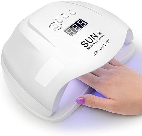 LKE Gel Nail Curing Light, UV & LED, Nail Dryer, Infrared Detection, 4 Timer Settings, 54W Fast Drying, For Gel Nails, Compatible with Manicure & Pedicure, White