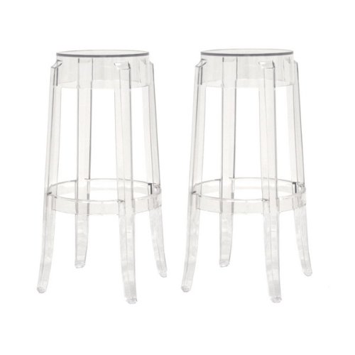 Transparent Acrylic Plastic Bar Stools Set of 2 Home