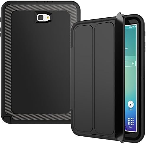 Samsung Galaxy Tab A 10.1 Case with Built-in Screen Protector, Beimu 3in1 Full Body Durable Rugged Protective Leather+Plastic Smart Shell Kickstand Cover with Auto Sleep/Wake for SM-T580/SM-T585 2016