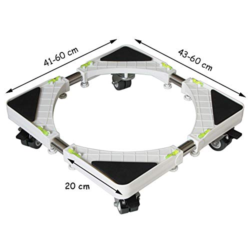 Trolley Pedestal for Washing Machine, Appliance, Adjustable Brake Casters for Dryer Refrigerator,4Brake(Single-Wheel)