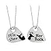Meiligo® Fashion 2 Pcs Couples Gift Alloy Her Buck His Doe Letter Heart Puzzle Dog Tag Key Chain Broken Heart Bracelet