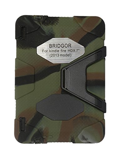 Kindle Fire Hdx 7   Case, Kindle Fire Hdx 7 Inch Cover for Kindle Fire Hdx 7 Inch(2013 Model) Silicone Plastic Dual Pretective Back Cover Kid Proof Military Duty Case with Stand Rain Proof Dust Proof Shockproof Army Camo Silicone and Black Pc Resin M