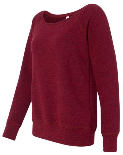 Bella Canvas Ladies' Sponge Fleece Wide Neck Sweatshirt - DARK RED TRIBL - L