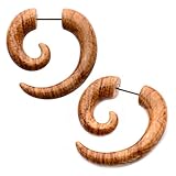 Summer style Light Wood Print earrings fake faux tapers Sold AS PAIR w 49