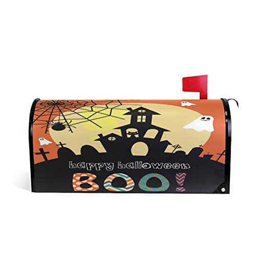 Naanle Halloween Magnetic Mailbox Cover, Halloween Ghost Castle Mailbox Wrap Home Decorative for Standard Size 20.8â€(L) x 18â€(W)