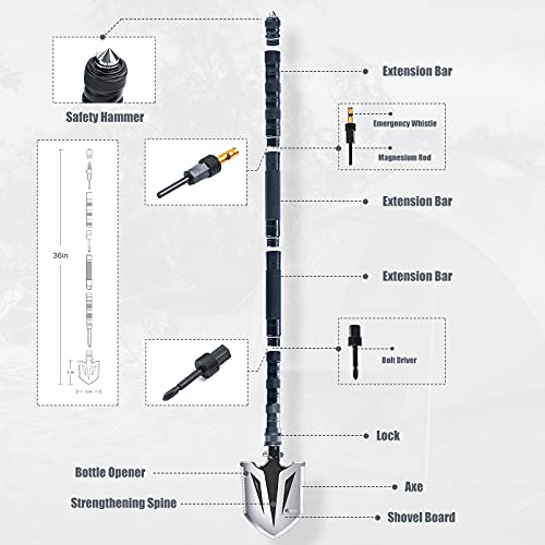 ANTARCTICA Folding Camping Survival Shovel Multifunctional Multitool Compact Tactical Entrenching Tool for Hunting Hiking Fishing