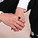 Gold Plated Stainless Steel Signet Rings with Black Agate for Men,Pinky Ring Band for Men,Gemstone Ring for Men,Size 8