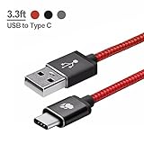 Braided USB Type C Cable, BlitzWolf 3.3ft Reversible USB 2.0 to USB-C Data and Charger Cord for Nexus 5X 6P, OnePlus 2, Nokia N1, Xiaomi 4C, Zuk Z1, Apple Macbook (3.3ft Red)