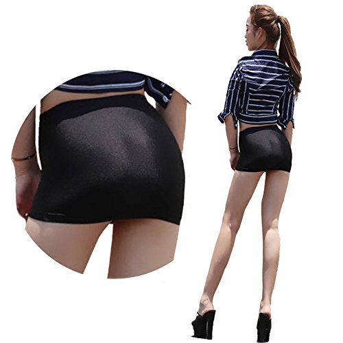 YOUMU Women Booty Short Skirt Micro Mini Bodycon Tight Stretch Nightclub Spandex Sexy Miniskirt