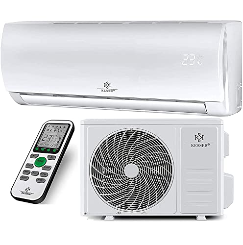 Kesser® Climatizzatore Split - condizionatore d'Aria con Funzione WiFi/App - Raffreddamento A++/ Riscaldamento A+, refrigerante R32, Telecomando e Funzione Timer, Split 12000 BTU/h / 3400 Watt