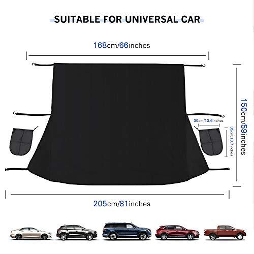 MAJALiS Car Windshield Rear Mirror Cover, Windshield Sunshade Foldable Windshield Cover Sun Shade Reflection Blocker Magnetic Scrachproof Windproof Fits Universal Vehicle All Season