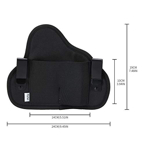 flyfan IWB Universal Holster,Concealed Carry Gun Holster, Holster for Female/Male Fits Glock 21,23,26,39,42/S&W, M&P Shield/Ruger/Taurus, Black