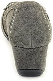 Kelly and Katie Sandro Women's Regular Suede Classic Slip On Chunky Heel Dress Shoes (8.5, Gray)