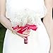 StillCool Wedding Bouquets Crystal Pearl Silk Roses Bridal Bridesmaid Wedding Hand Bouquet Artificial Fake Flowers (18cm*24cm, Pink)