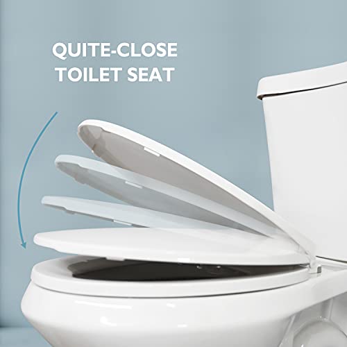 Elongated Toilet Seat with Easy Clean & Change Hinges,Quiet Close, Fits
