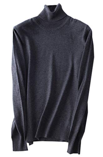Betusline Women Basic Solid Slim Fit Turtleneck Sweater Pullover