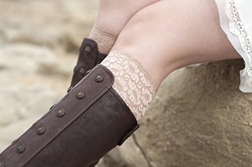 Womens Stretch Lace Boot Cuffs (Tan)
