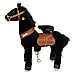 PonyCycle Official Riding Pony No Battery No Electricity Mechanical Horse Toy Black Giddy up Pony Plush Walking Animal for Age 4-9 Years Medium Size - N4183