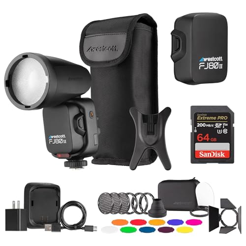Westcott FJ80 II M Universal Touchscreen 80Ws Speedlight with Multi-Brand TTL Compatibility | FJ80 Creative Pack Lighting Accessories, 64GB Extreme PRO UHS-I SDXC Memory Card Bundle