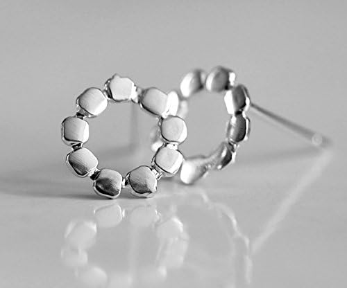 Sterling silver Stud, Open decorated circle 8.8mm 0.35"inches, Hoop Earrings, Designer Handmade
