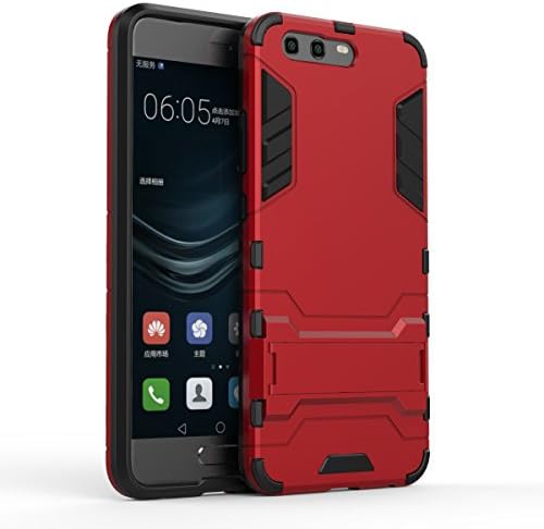 Apanphy Huawei P10 Plus Case Tough Strong [Kickstand] [Shockproof] [Drop Resistance] [High Impact] [Heavy Duty] [TPU+PC] Protective Case Cover For Huawei P10 Plus Red