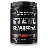 Steel Supplements Charged-AF Pre Workout Powder Energy Drink with Vitamins B6 and B12 High Intensity 30 Servings (Blood Orange)
