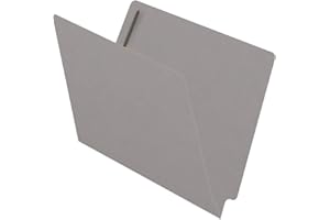 ECOM FOLDERS 11 pt Color Folders, Full Cut 2-Ply End Tab, Letter Size, Fasteners Pos #1 & #3, Gray (Box of 50)